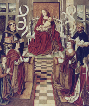 Picture of Ferdinand of Aragon and Isabella of Castile Worshipping Mary and Jesus (Center)